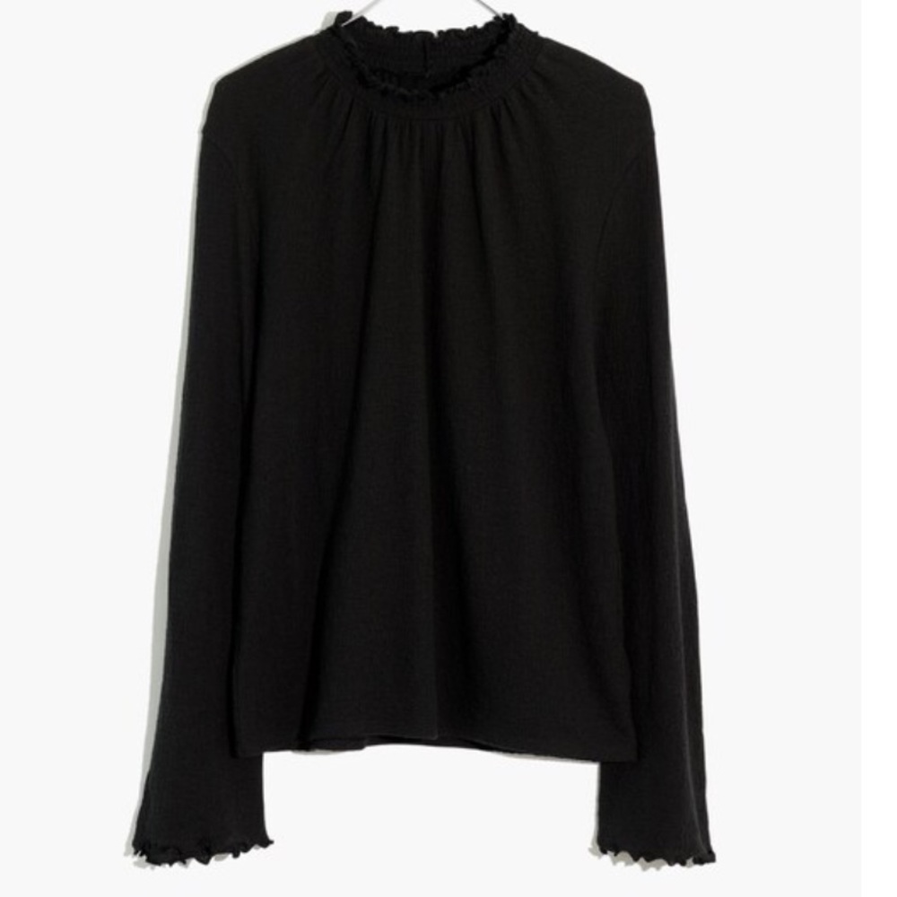 Madewell texture & thread ruffled Mockneck top